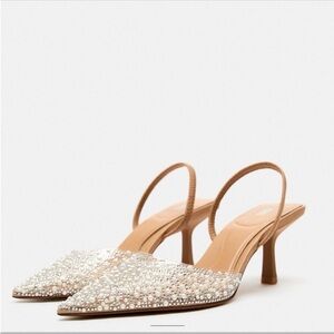 Zara Pearl Healed slingbacks - never worn